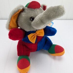 Kuddle Me Toys Gray Elephant Plush 9.5" Stuffed Animal Multicolor Body & Hat Tag